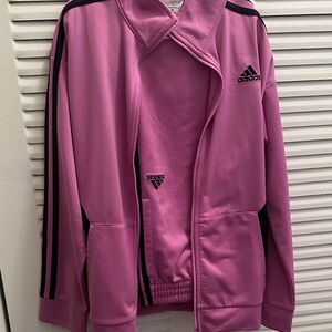 Adidas Vibrant Pink Jacket with Black Stripes